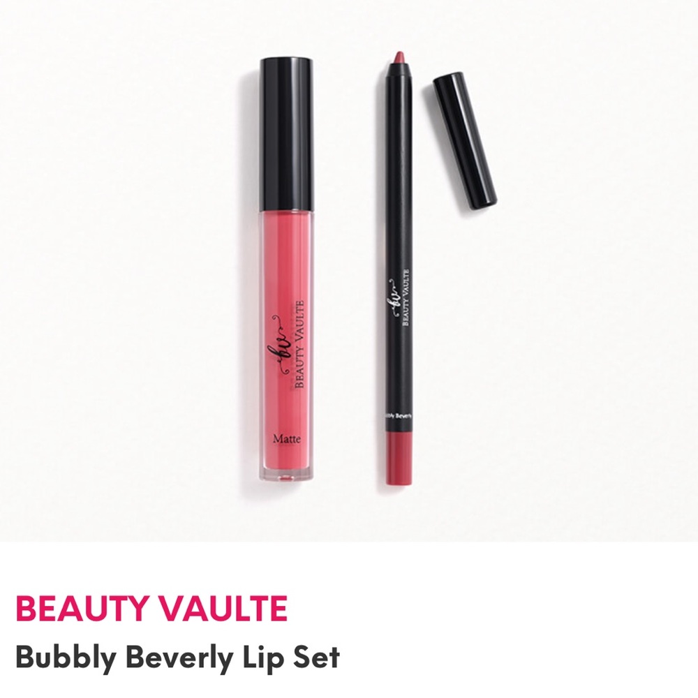 Beauty vaulte matte liquid lipstick and lip liner bubbly beverly